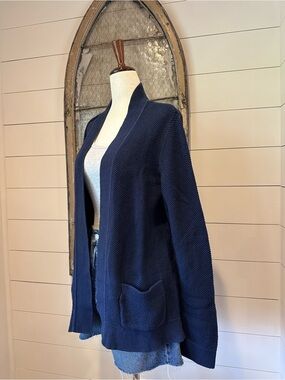 Appleseed’s 100% Cotton Blue Open Front Cardigan – Size M